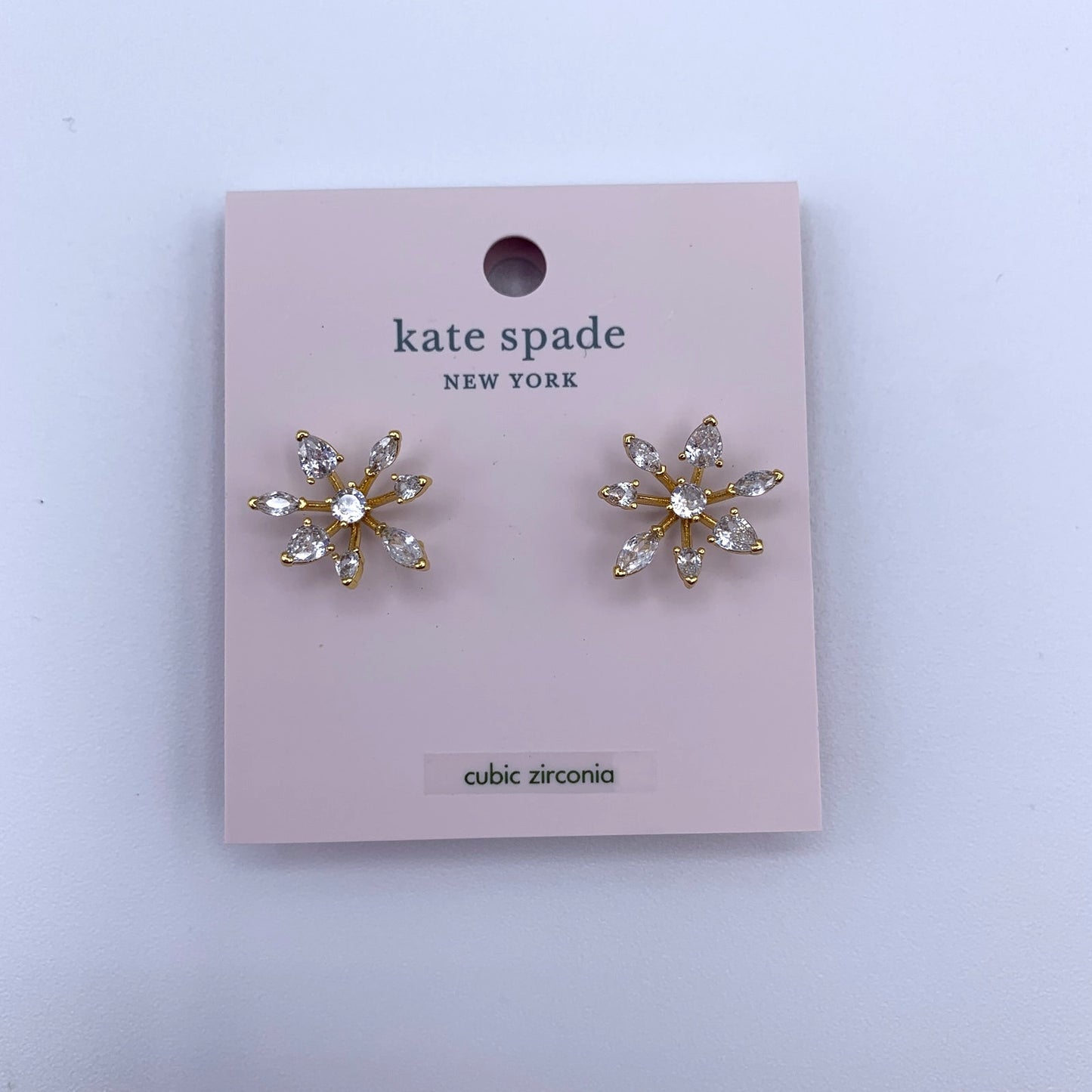 Kate Spade Snow Day Cubic Zirconia Gold Snowflake Stud Earrings