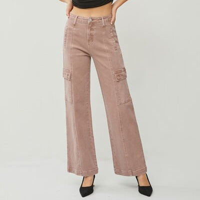 RISEN Bye Bye Bye Wide Leg Cargo Jeans (0-3X)
