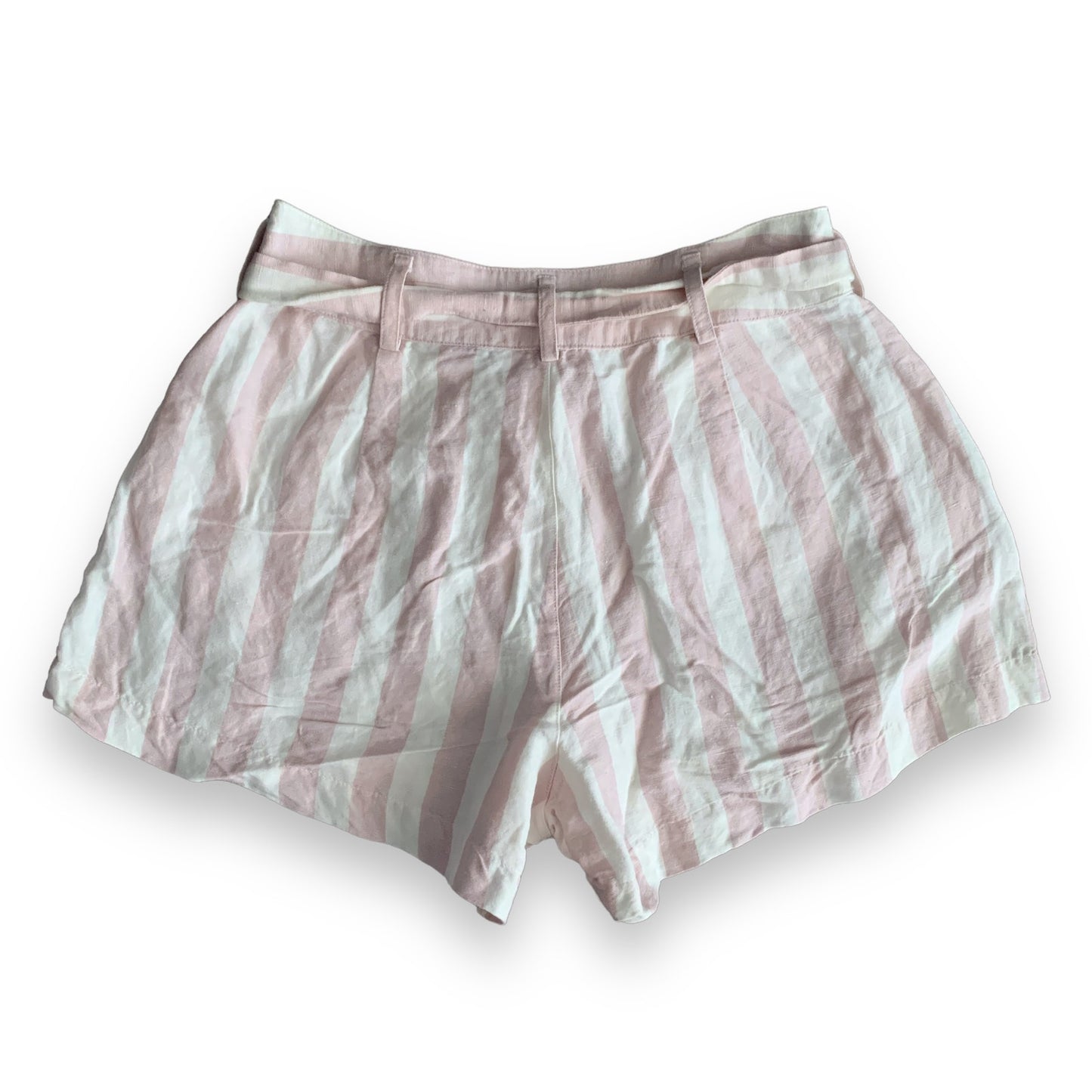Rails Katy pink striped belted linen blend shorts SZ M