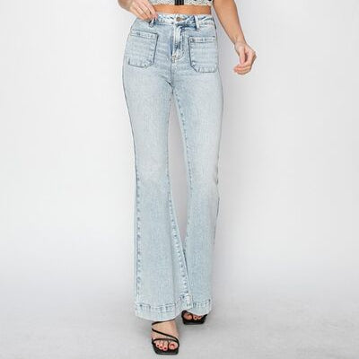 RISEN Dusk and Summer Patch Pocket Flare Jeans (0-3X)