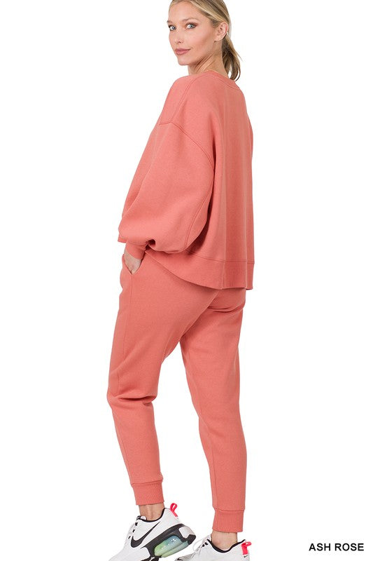 Balloon Sleeve Sweatshirt & Sweatpants Set (S-XL)