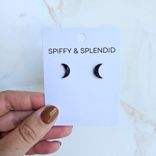 Spiffy & Splendid Moon Stud Earrings