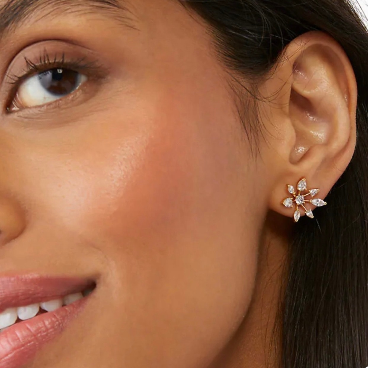 Kate Spade Snow Day Cubic Zirconia Gold Snowflake Stud Earrings