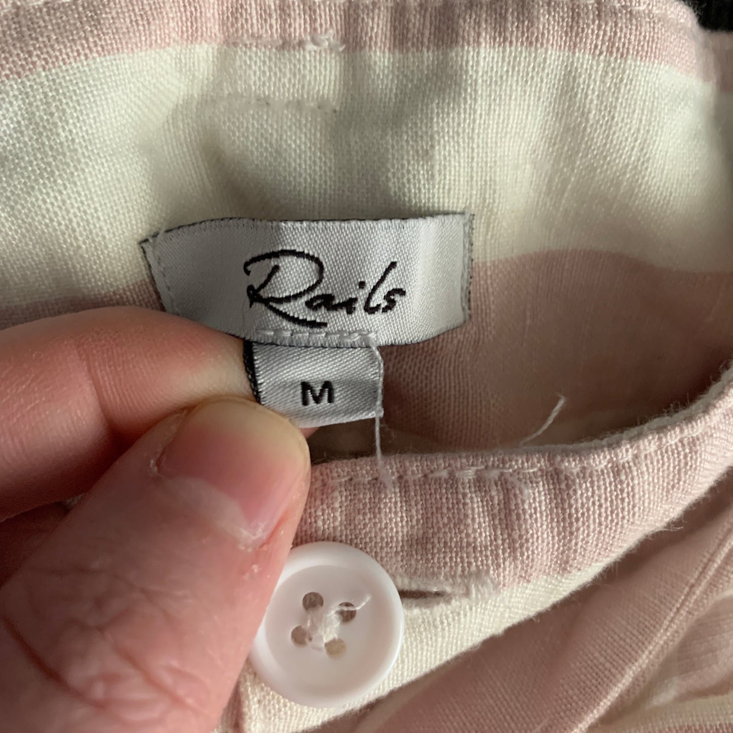 Rails Katy pink striped belted linen blend shorts SZ M