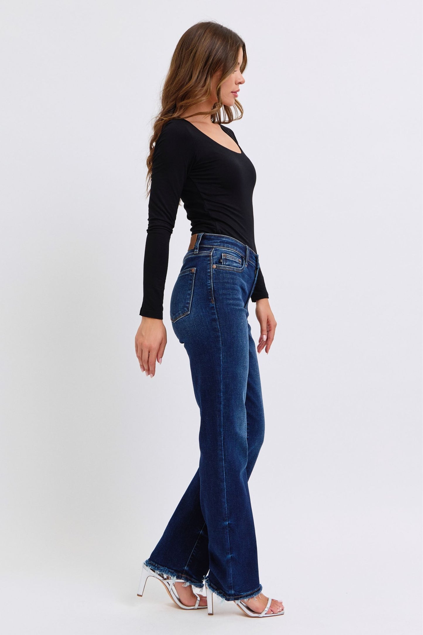 Judy Blue Me + U Raw Hem Straight Leg Jeans (0-24W)