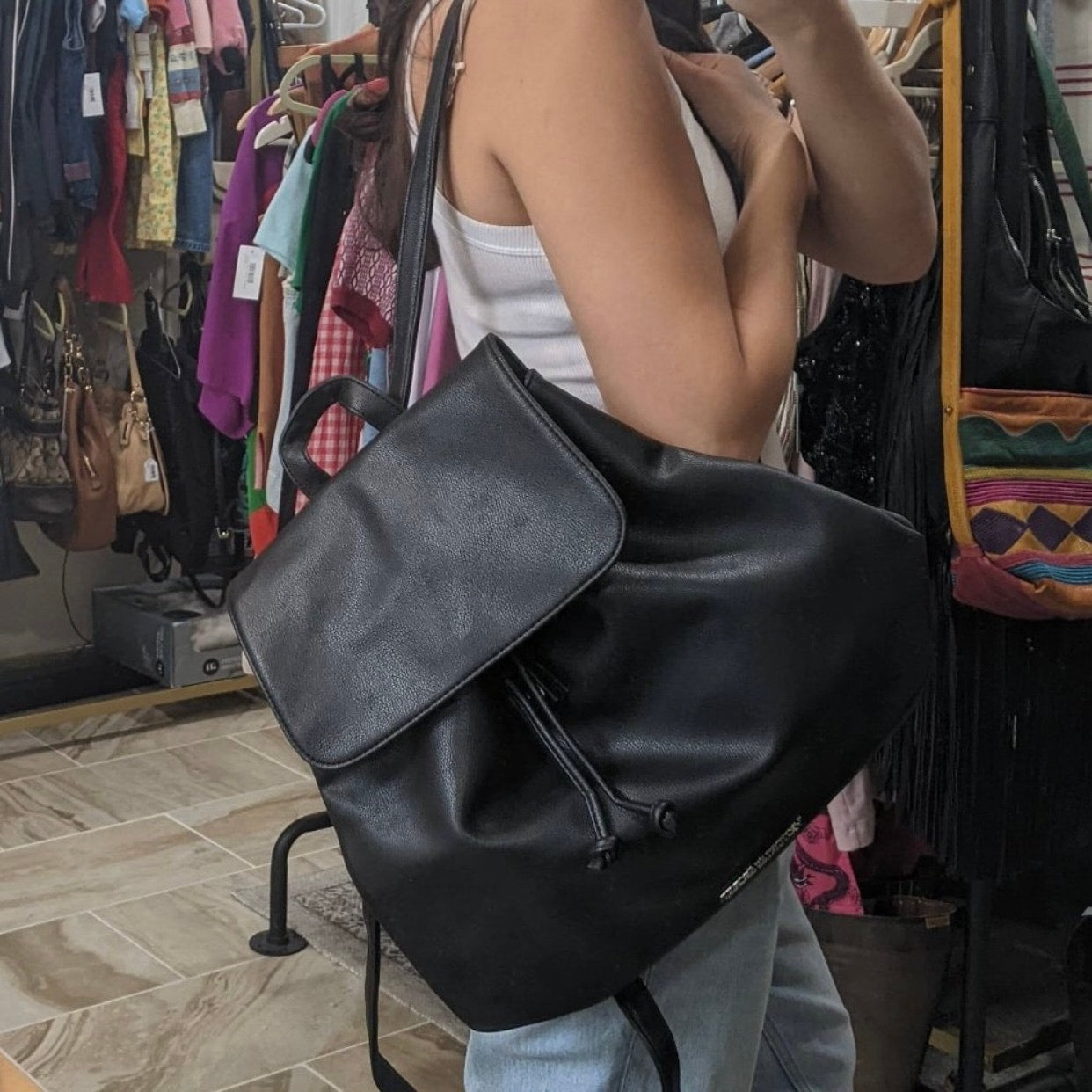 Victoria's Secret vegan leather drawstring backpack