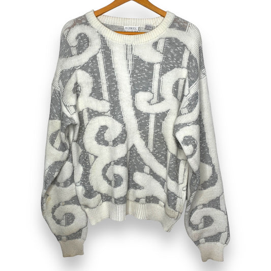 Vintage 90s Koman swirled chunky knit sweater SZ L