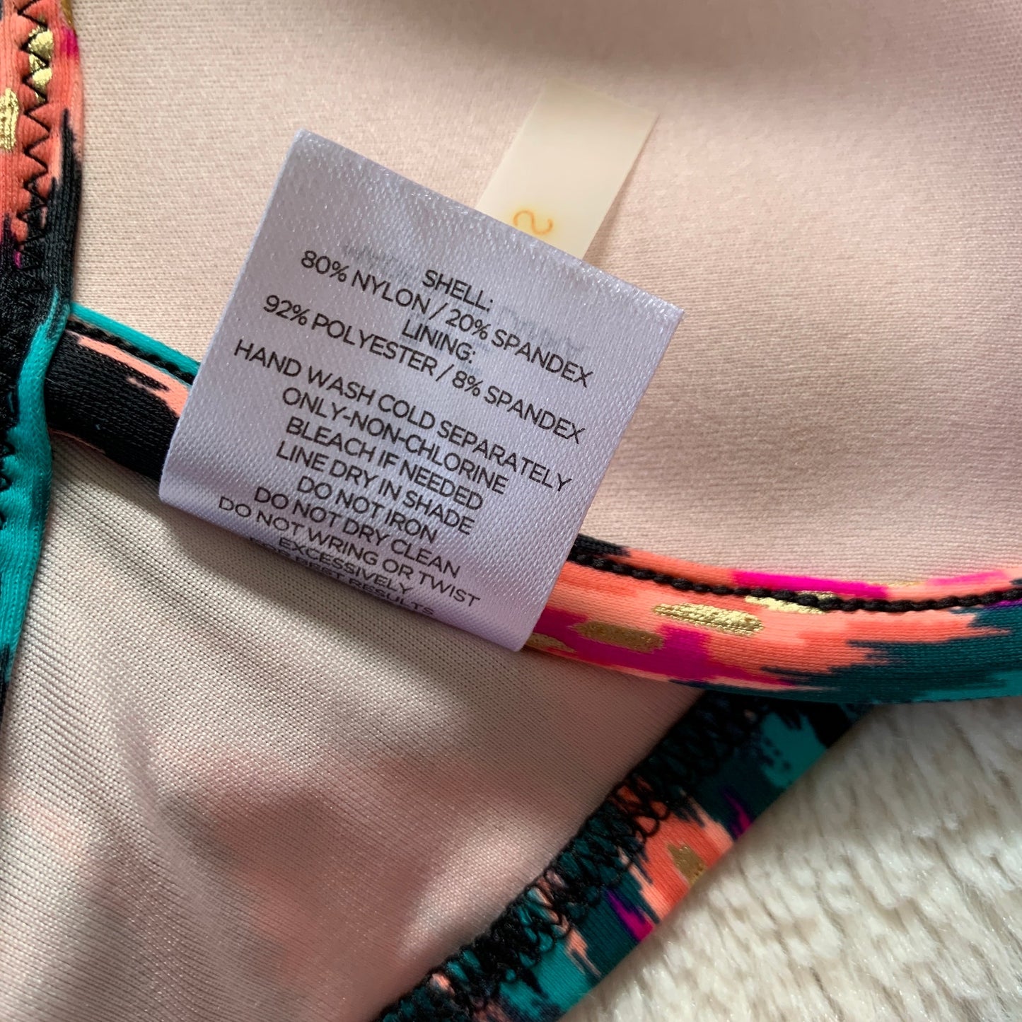 Shade & Shore ikat print push up bikini swim top SZ 34C