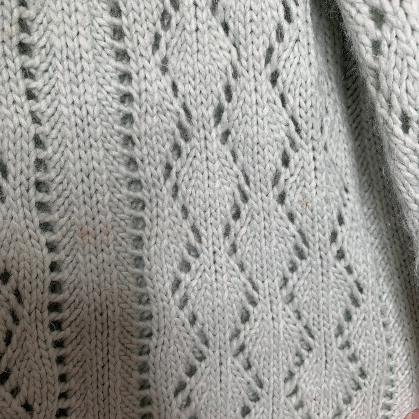 LOFT pastel green crochet knit scalloped sweater SZ XL