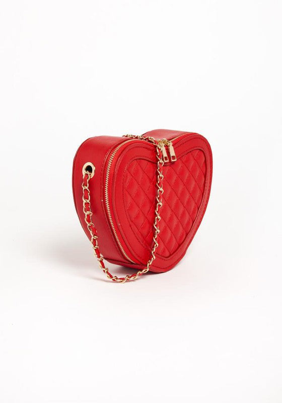 Bella Chic Heart Shaped Quilted Crossbody Bag