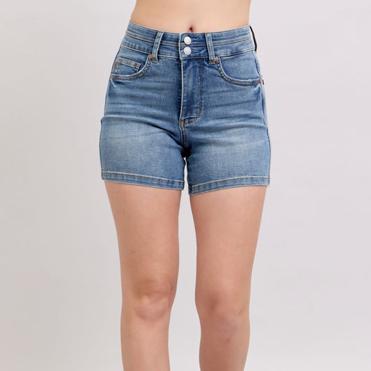 Judy Blue Girl At Home High Rise Tummy Control Denim Shorts (S-3X)