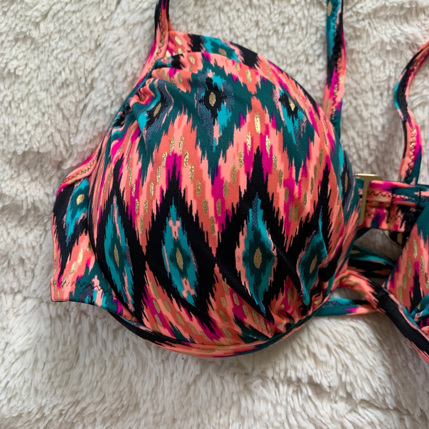 Shade & Shore ikat print push up bikini swim top SZ 34C