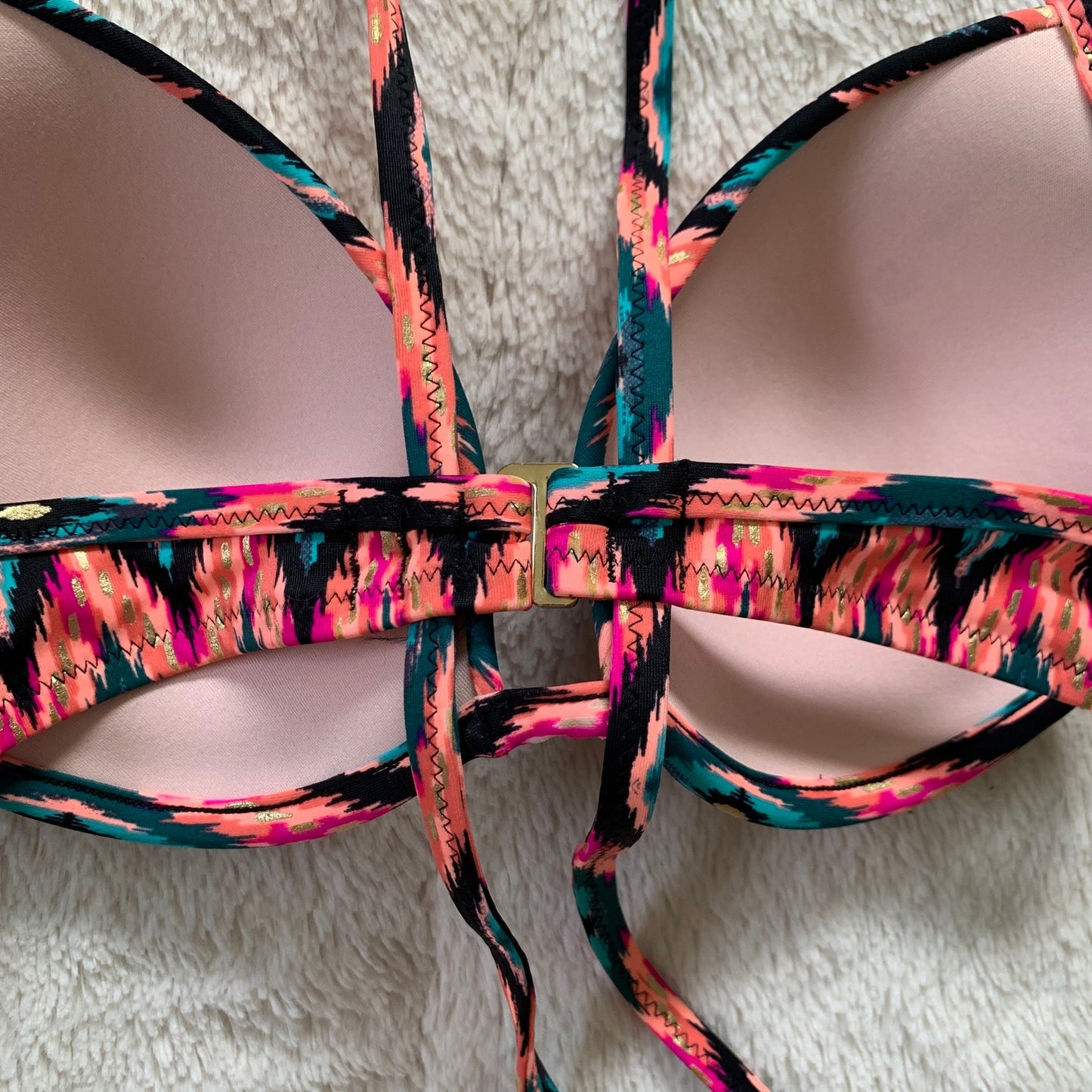 Shade & Shore ikat print push up bikini swim top SZ 34C