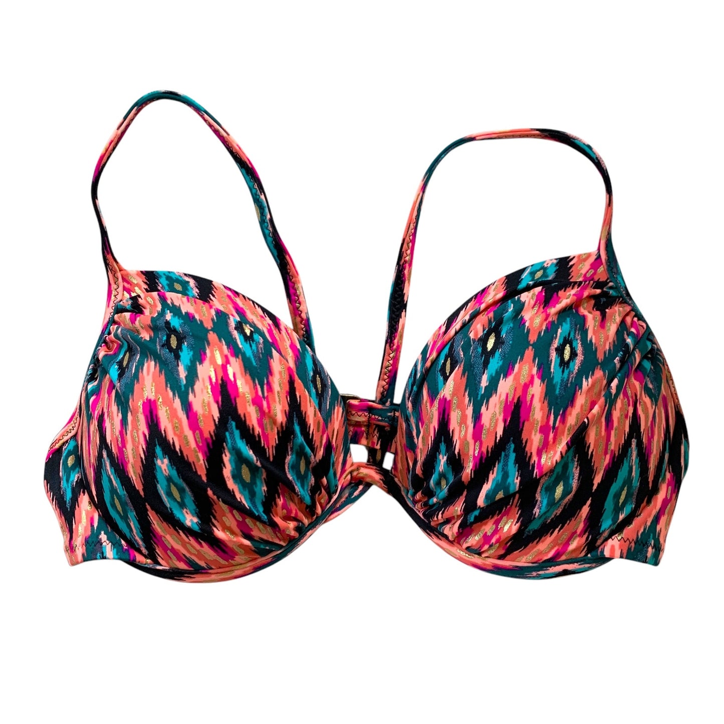 Shade & Shore ikat print push up bikini swim top SZ 34C