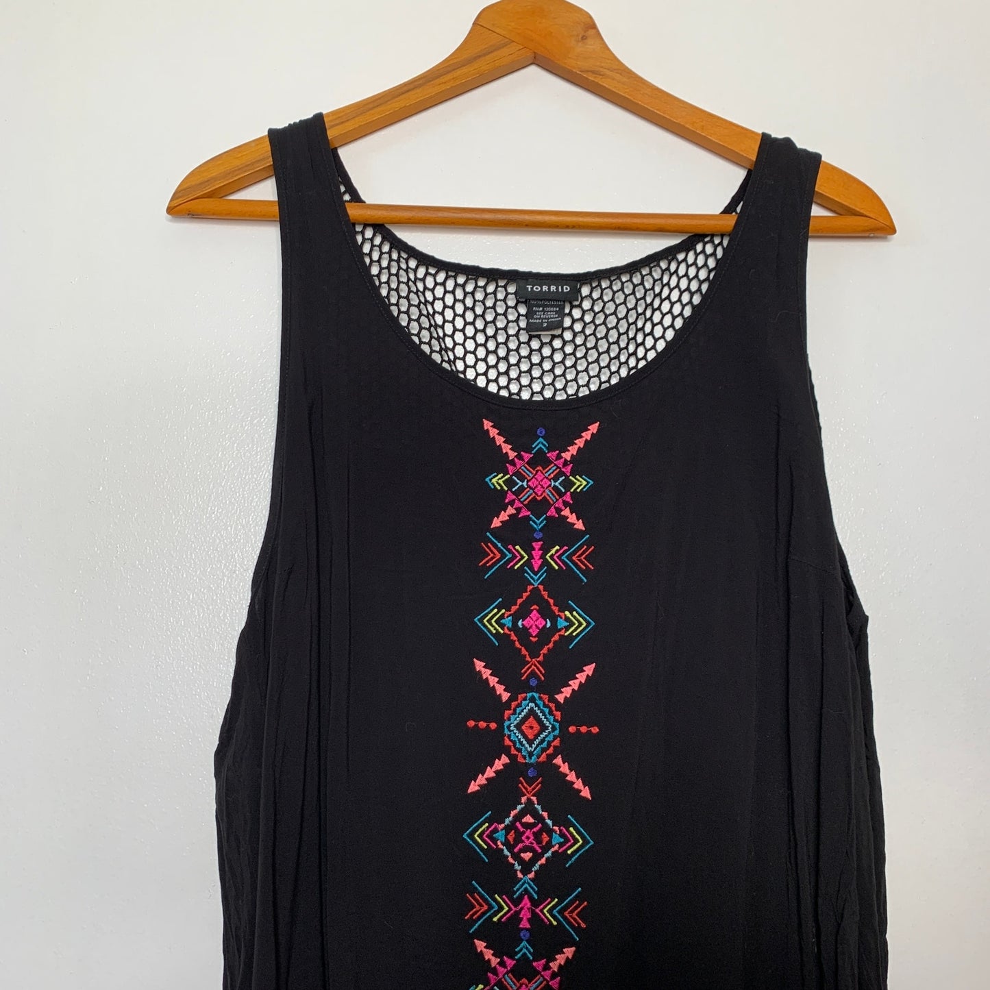Torrid black embroidered tank dress swim cover up SZ 2X