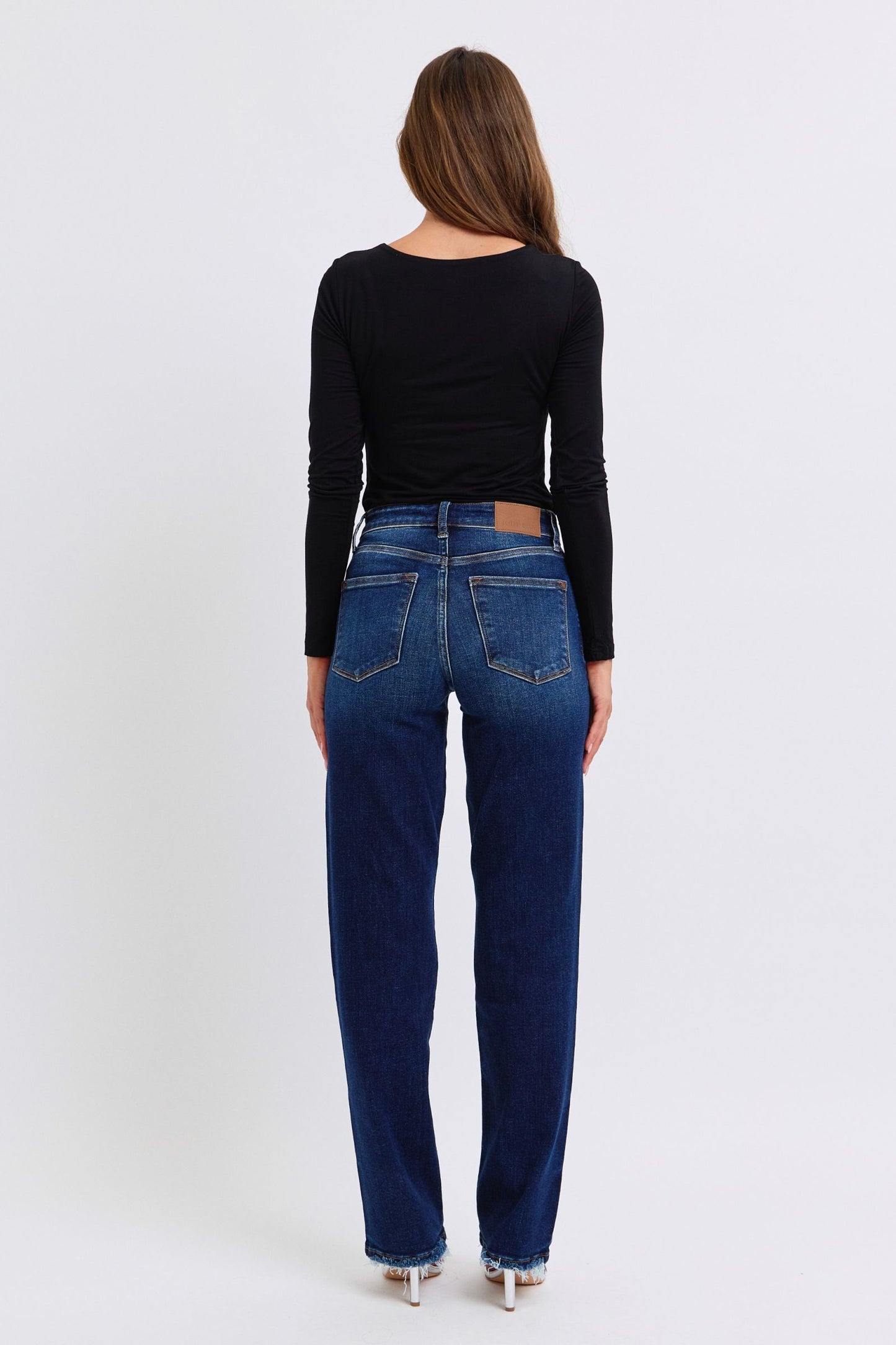 Judy Blue Me + U Raw Hem Straight Leg Jeans (0-24W)