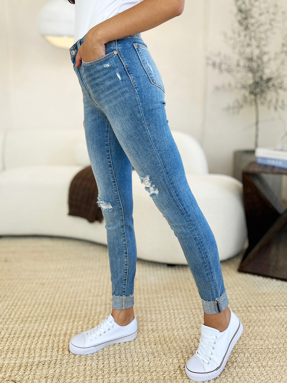 Judy Blue Today's The Day Cuffed Skinny Jeans (0-24W)