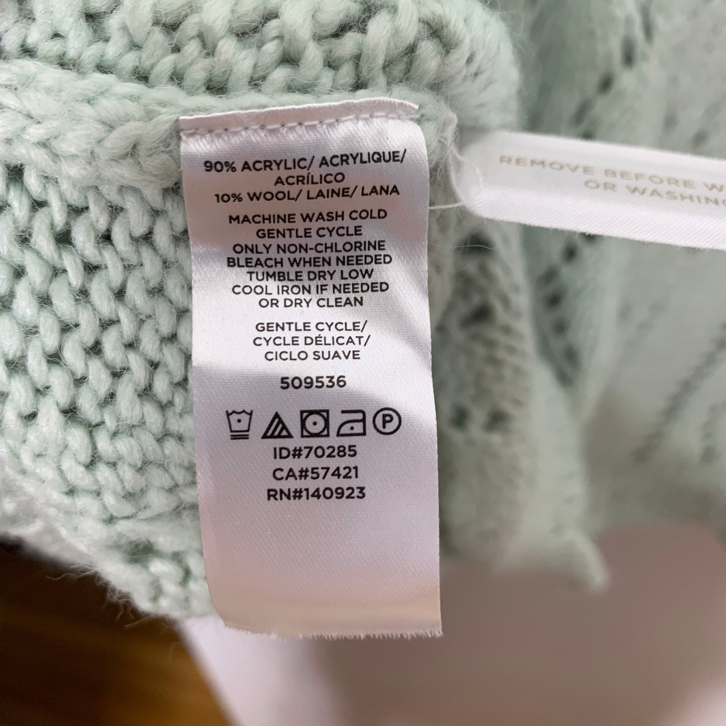 LOFT pastel green crochet knit scalloped sweater SZ XL