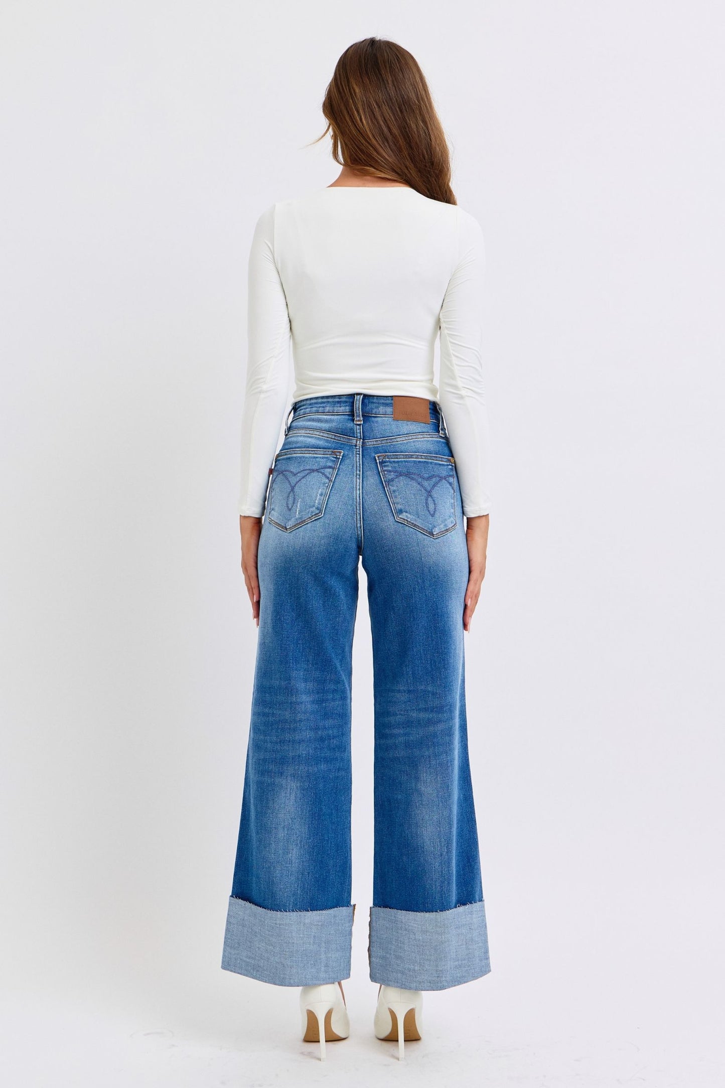 Judy Blue Hamptons Summer Distressed Wide Leg Jeans (0-24W)