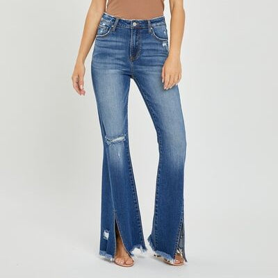 RISEN Wild Flower Slit Hem Flare Jeans (0-3X)
