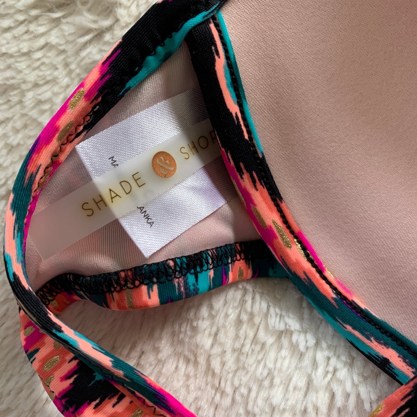 Shade & Shore ikat print push up bikini swim top SZ 34C