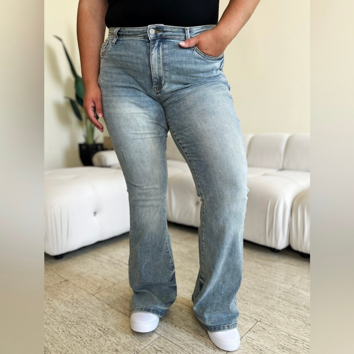 Judy Blue As If Faded Flare Jeans (0-24W)