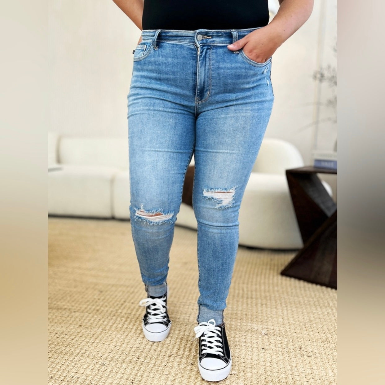 Judy Blue Today's The Day Cuffed Skinny Jeans (0-24W)