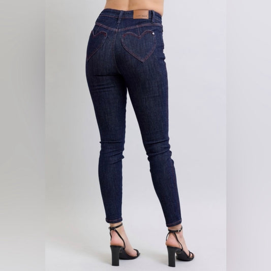 Judy Blue New Romantics Heart Shaped Pocket Skinny Jeans (0-24W)