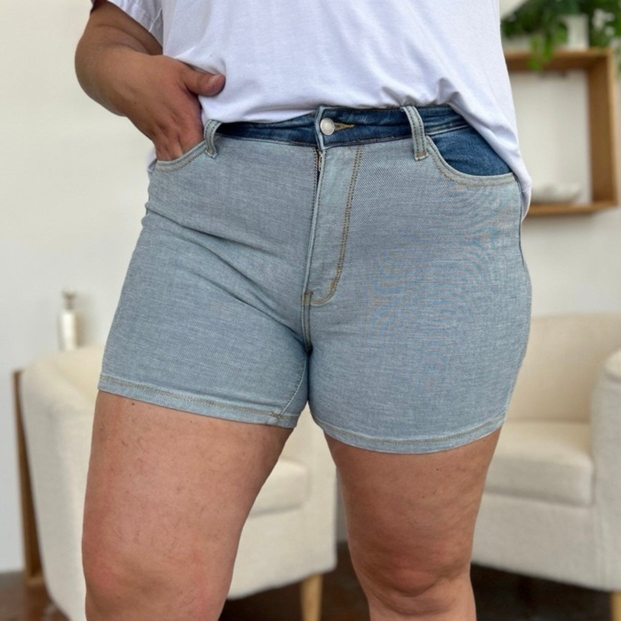 Judy Blue Beach Daze Color Block Denim Shorts (S-3X)