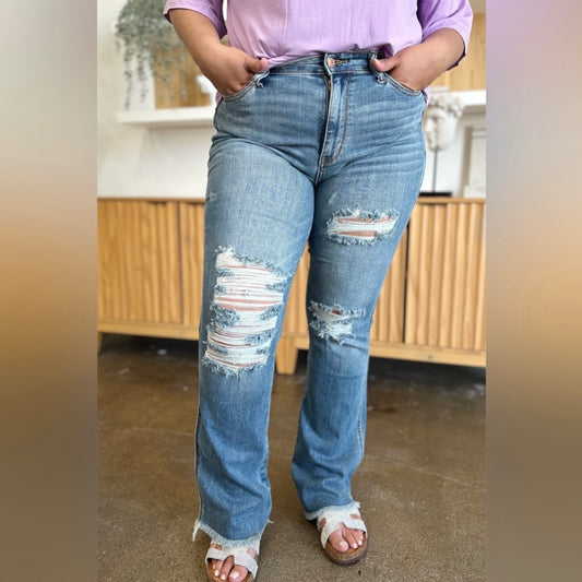 Judy Blue Boy Is Mine Distressed Bootcut Jeans (0-24W)