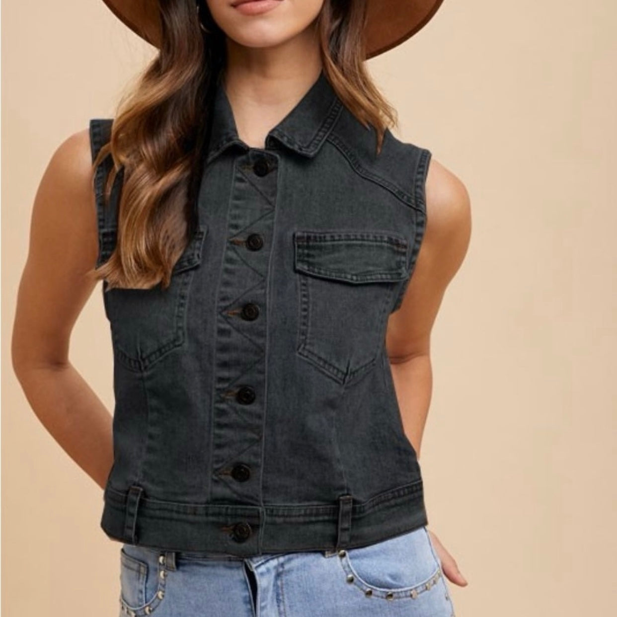 ANNIEWEAR Texarkana Denim Vest (S-XL)