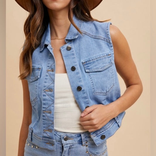 ANNIEWEAR Texarkana Denim Vest (S-XL)