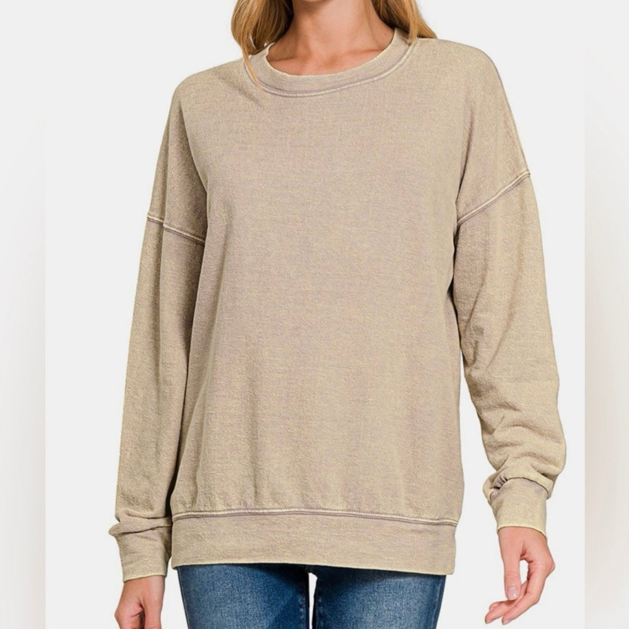 Zenana Jump Around 90s Acid Wash Crewneck Oversized Sweatshirt (S-XL)