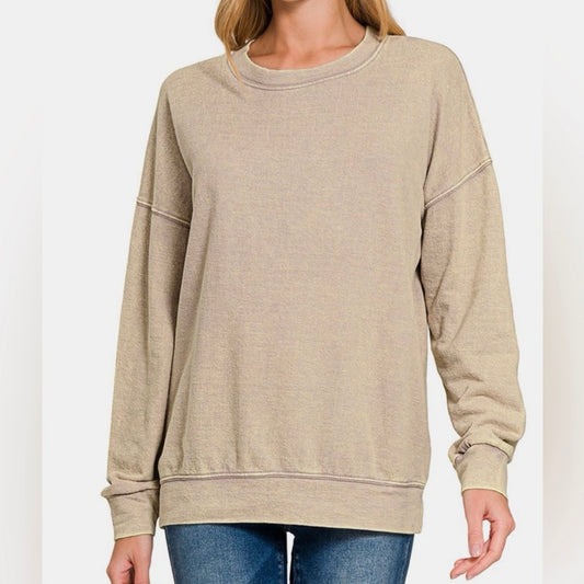 Zenana Jump Around 90s Acid Wash Crewneck Oversized Sweatshirt (S-XL)