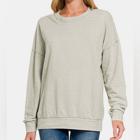 Zenana Jump Around 90s Acid Wash Crewneck Oversized Sweatshirt (S-XL)