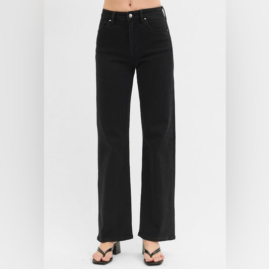 RISEN Black High Rise Wide Leg Jeans (0-3X)