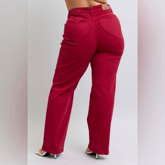 Judy Blue Heart Pockets 90's Straight Leg Jeans (0-24W)