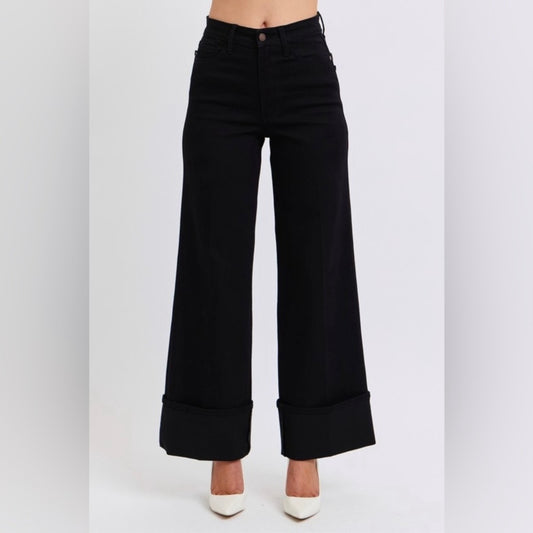 Judy Blue Retro Cuffed Wide Leg Jeans (0-24W)