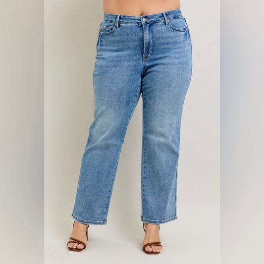 Judy Blue Hey Girl Tummy Control Straight Leg Jeans (0-24W)