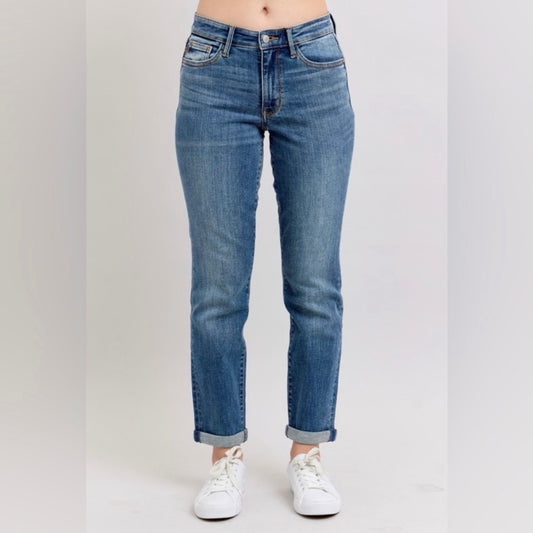 Judy Blue Here On Earth Cuffed Boyfriend Jeans (0-24W)