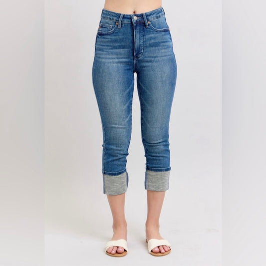 Judy Blue Lucky Thirteen Skinny Cuffed Capri Jeans (0-24W)