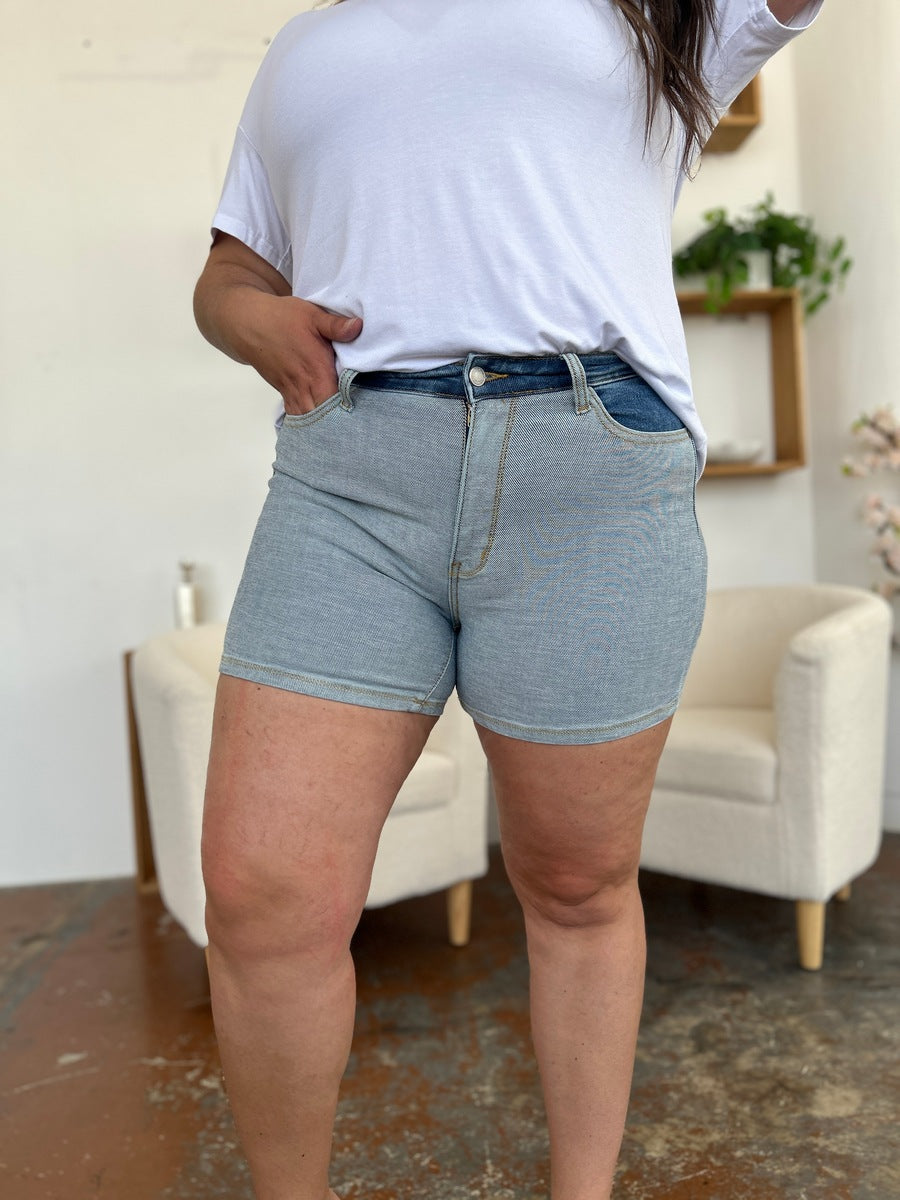 Judy Blue Beach Daze Color Block Denim Shorts (S-3X)