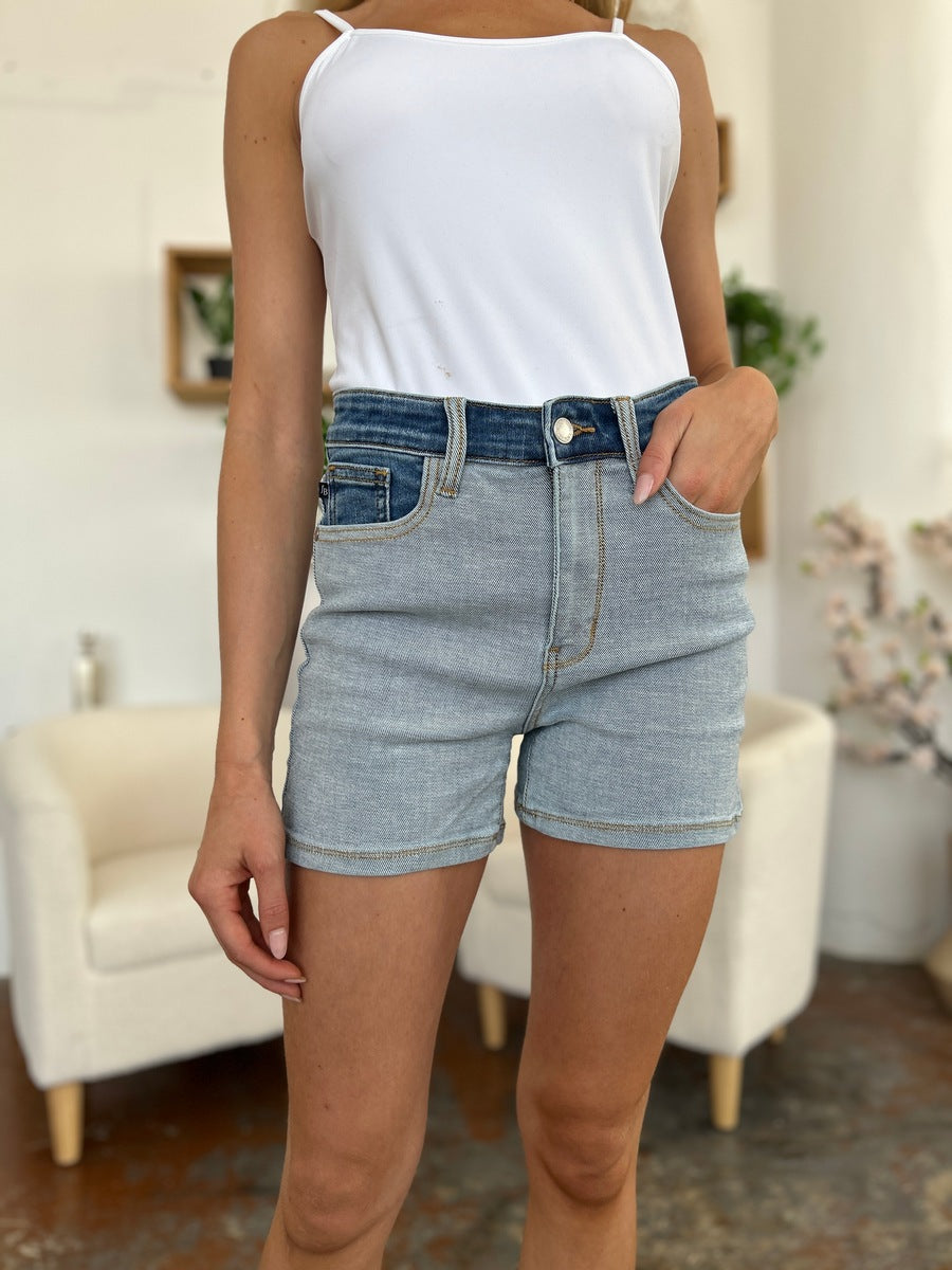 Judy Blue Beach Daze Color Block Denim Shorts (S-3X)