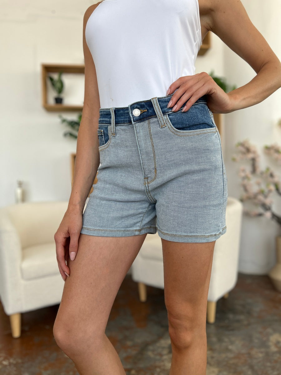 Judy Blue Beach Daze Color Block Denim Shorts (S-3X)