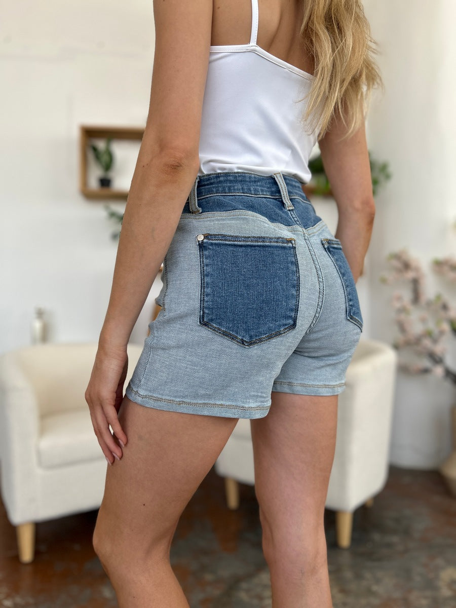 Judy Blue Beach Daze Color Block Denim Shorts (S-3X)