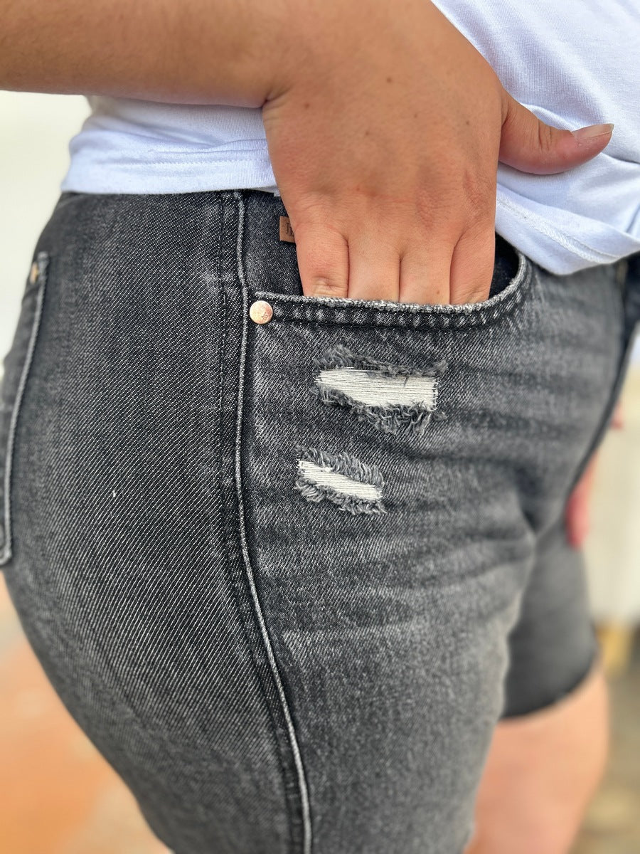 Judy Blue City of Devils Tummy Control Denim Shorts (S-3X)