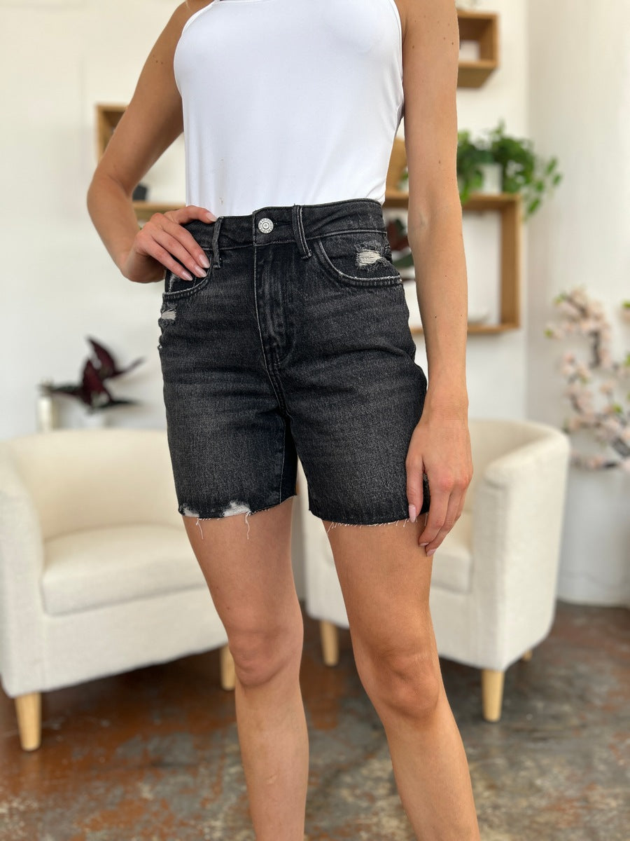 Judy Blue City of Devils Tummy Control Denim Shorts (S-3X)