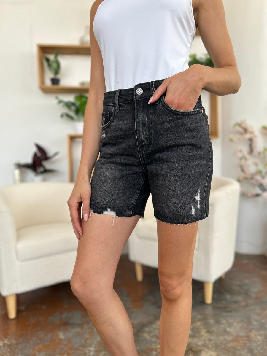 Judy Blue City of Devils Tummy Control Denim Shorts (S-3X)