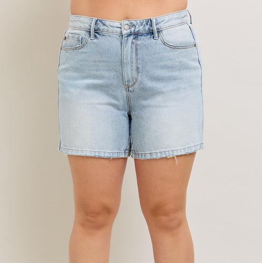 Judy Blue Sassafrass Frayed Hem High Rise Denim Shorts (S-3X)