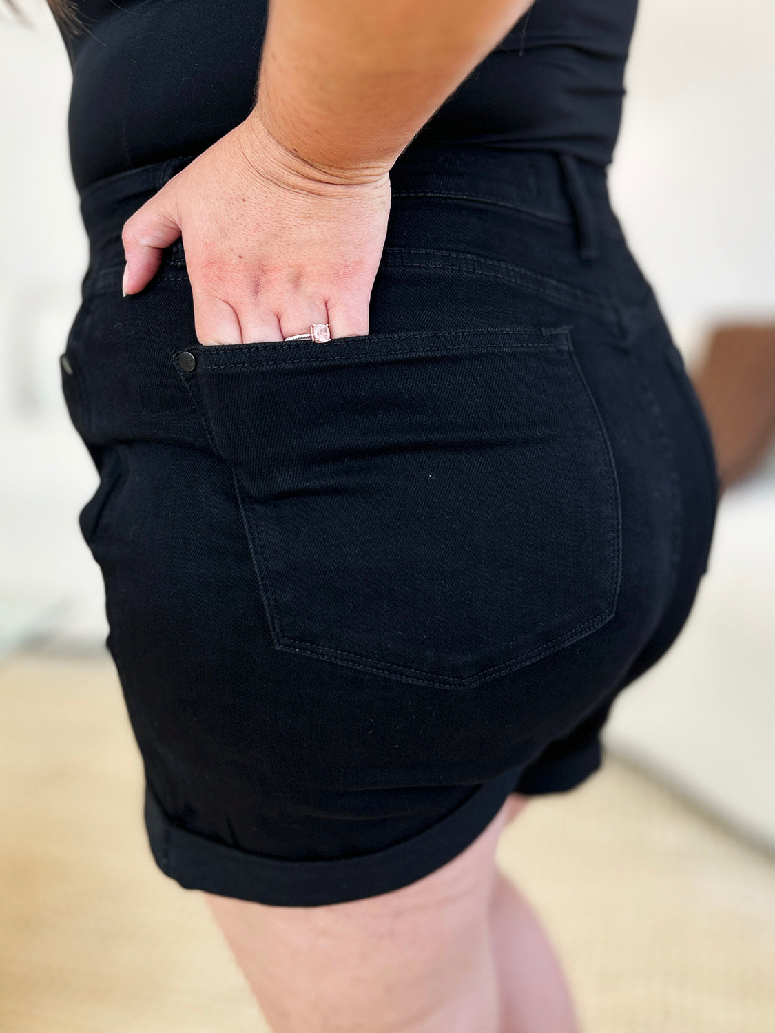 Judy Blue Rough Landing Tummy Control Cuffed Denim Shorts (S-3X)